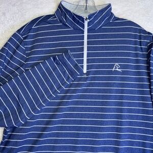 Rhoback Performance 1/4 Zip Pullover Blue White Striped Mens M "LOOK AT PICS"